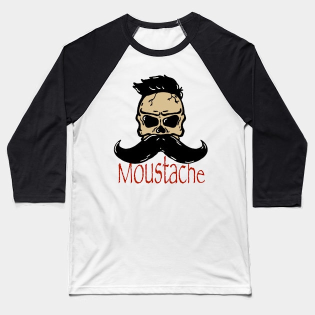 Moustache skull Baseball T-Shirt by RiyanRizqi